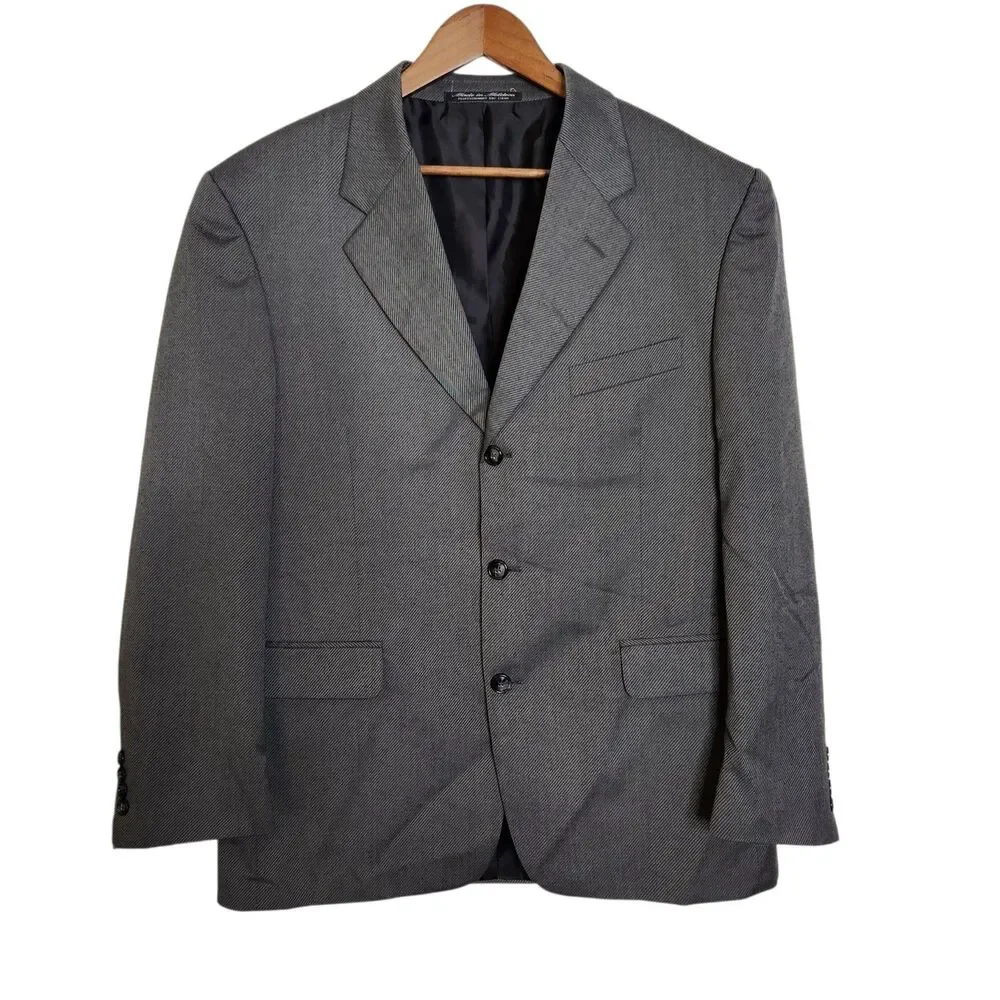 Wool Blend Brassero Made In Moldova Gray Suit Jacket Sport Coat Blazer 42R/36W